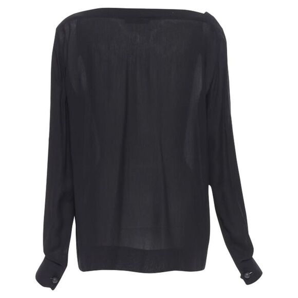 Pre Loved The Row Vintage Silk Blouse Boat Neck Long Sleeve Women black | black - Picture 5 of 6